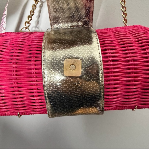 Lilly Pulitzer Rattan Purse Bag Pink Gold - Picture 10 of 13